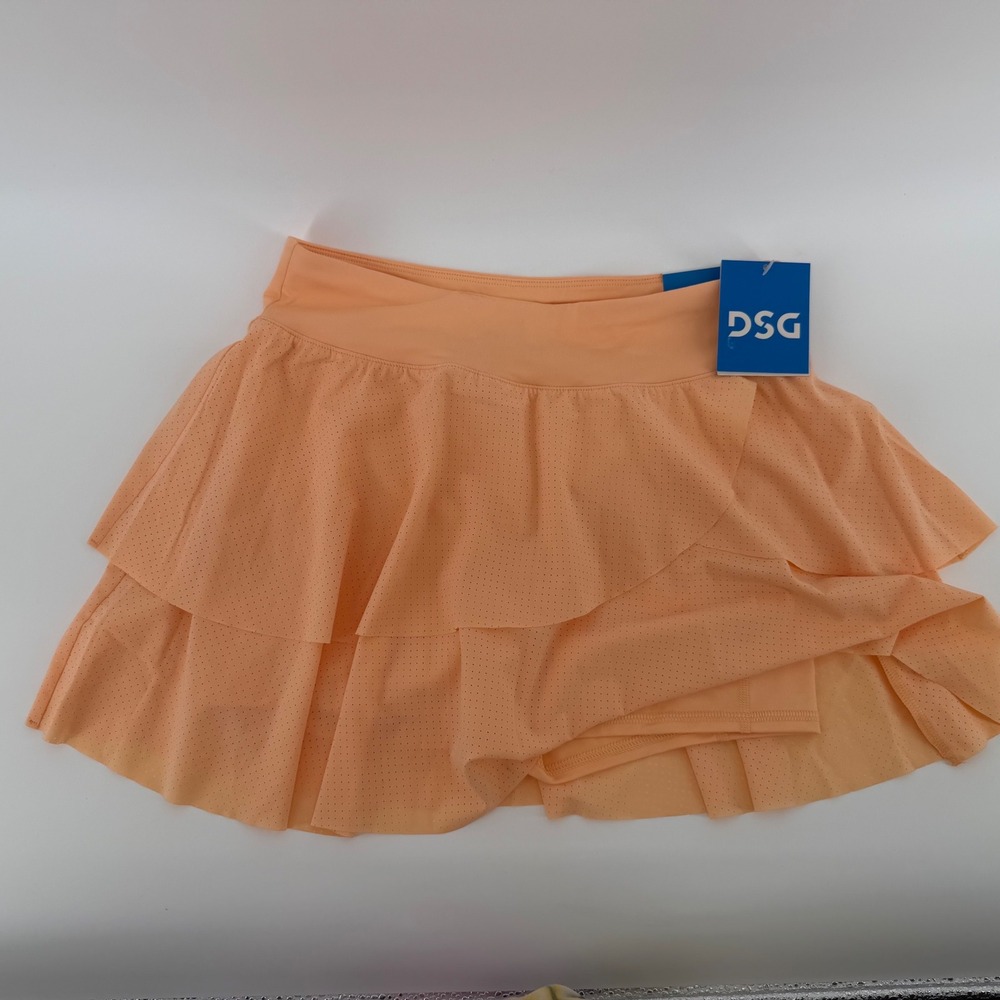 DSG Girls Large 14 Lightweight Stride Skort Peach Orange Mid-Rise Athletic‎ NEW